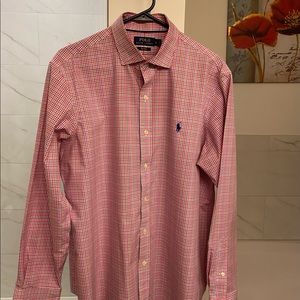 Men’s Polo Pink White Navy Green Dress Shirt Large